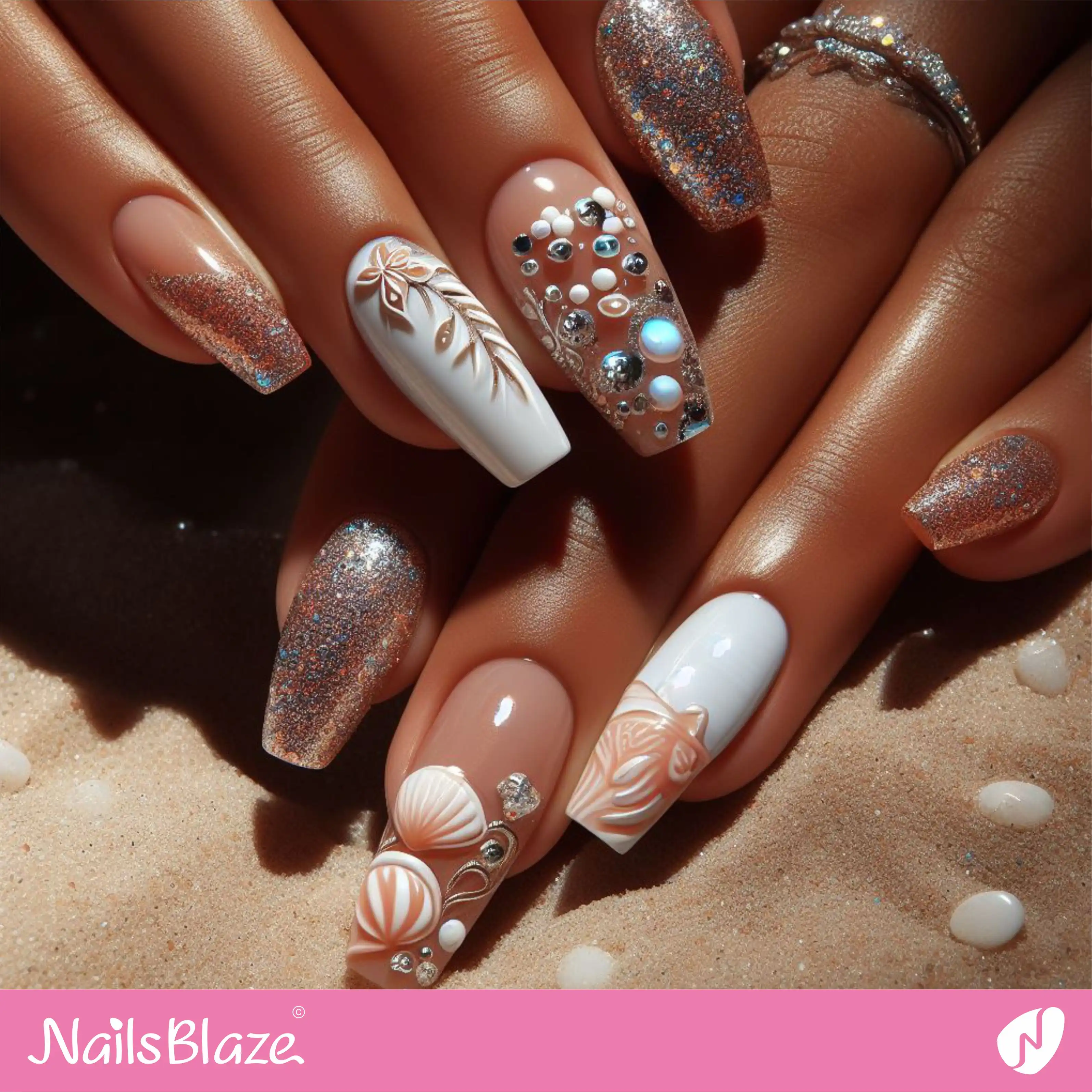 Beach Wedding Luxury Nail Design| Wedding-NB-D-54